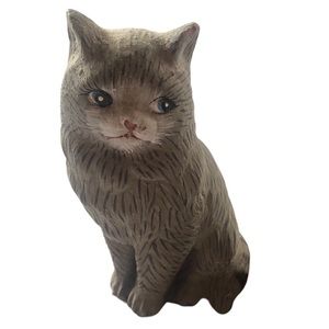 Vintage Grey Cat Figurine Statue 5 inches tall